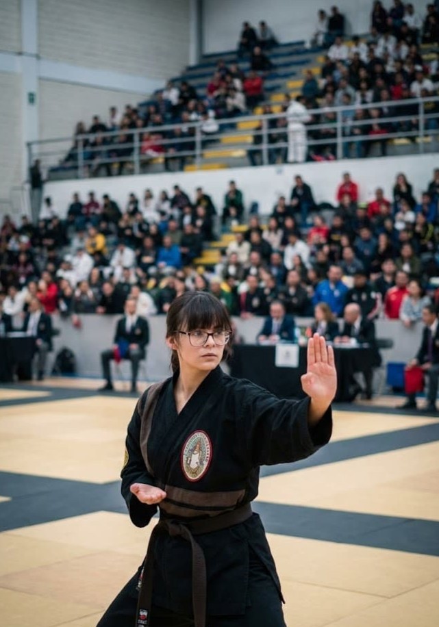 Practicante haciendo forma en un torneo